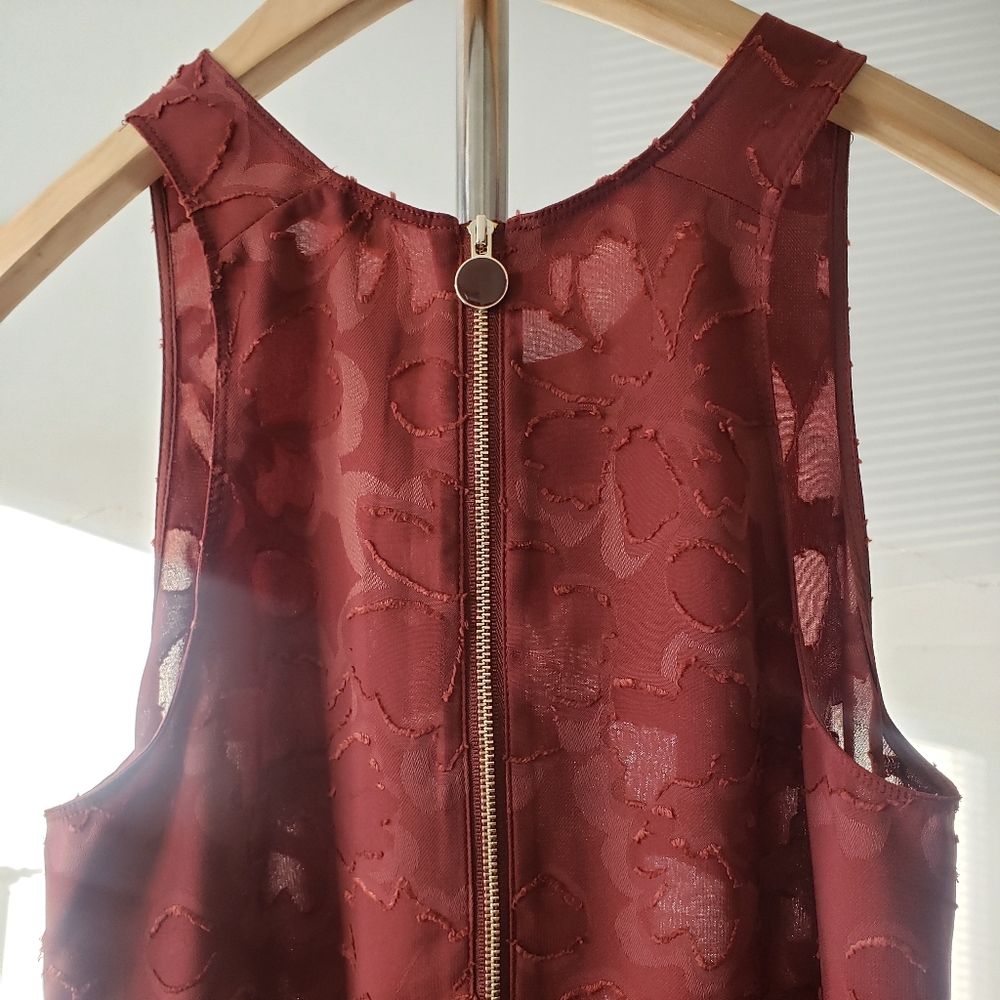 Floral Wilfred Aritzia Sevre Sleeveless Top Burgundy-like Sleeveless Racerback - Picture 3 of 7